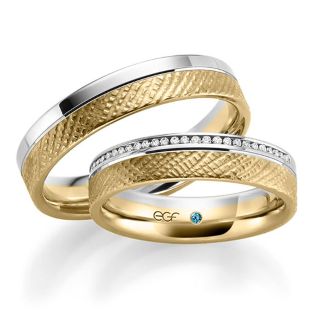 Trauringe Bicolor Weißgold & Gelbgold Crisscross F-1380-2