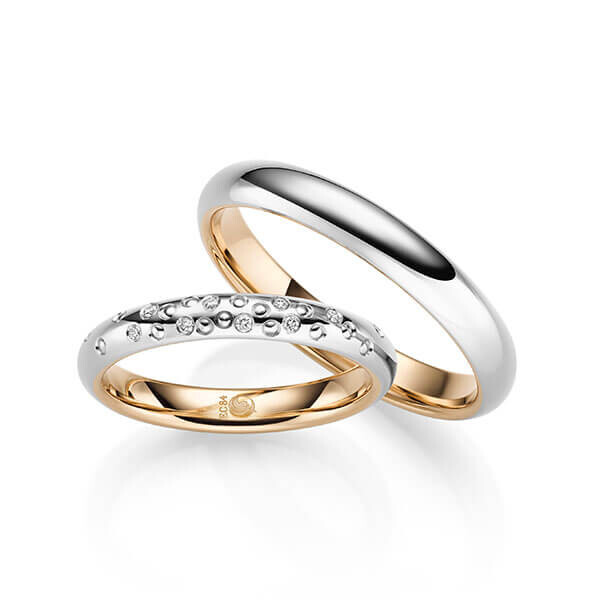 Trauringe Graugold Roségold mit Perlen RU-1711