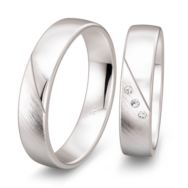 Trauringe 49/855320 & 49/855330 Weißgold