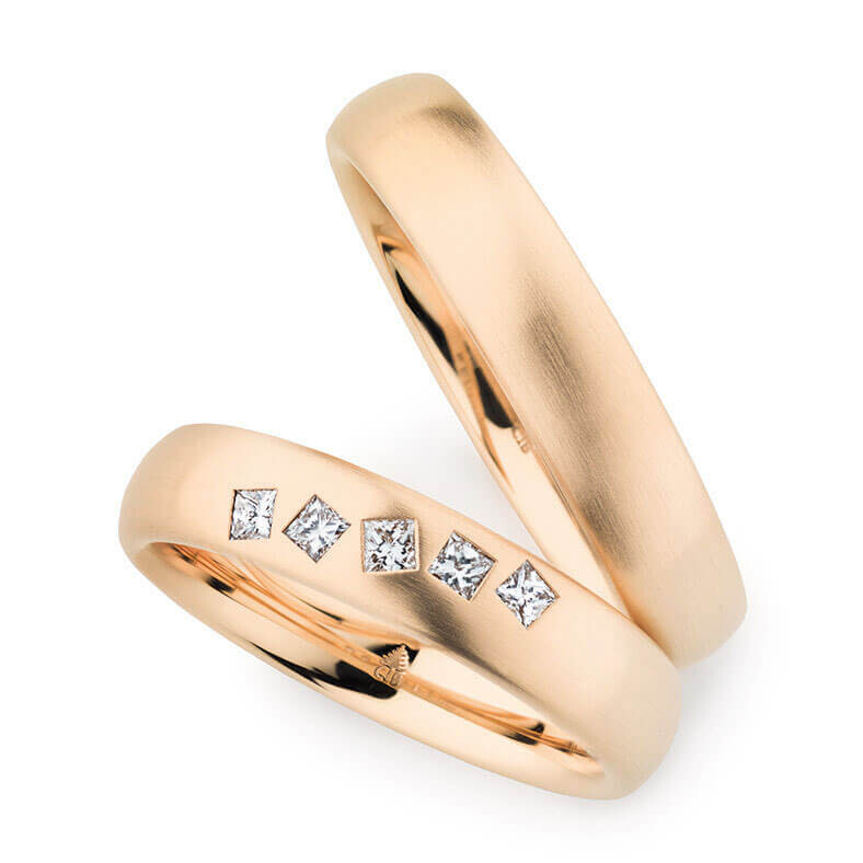 Eheringe Roségold Princess 0,175 ct.