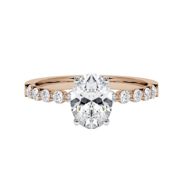 Diamantring Peach-Gold 750 & Weißgold 750 Lab Grown Oval-Diamant zus. 1,300ct RU-1786