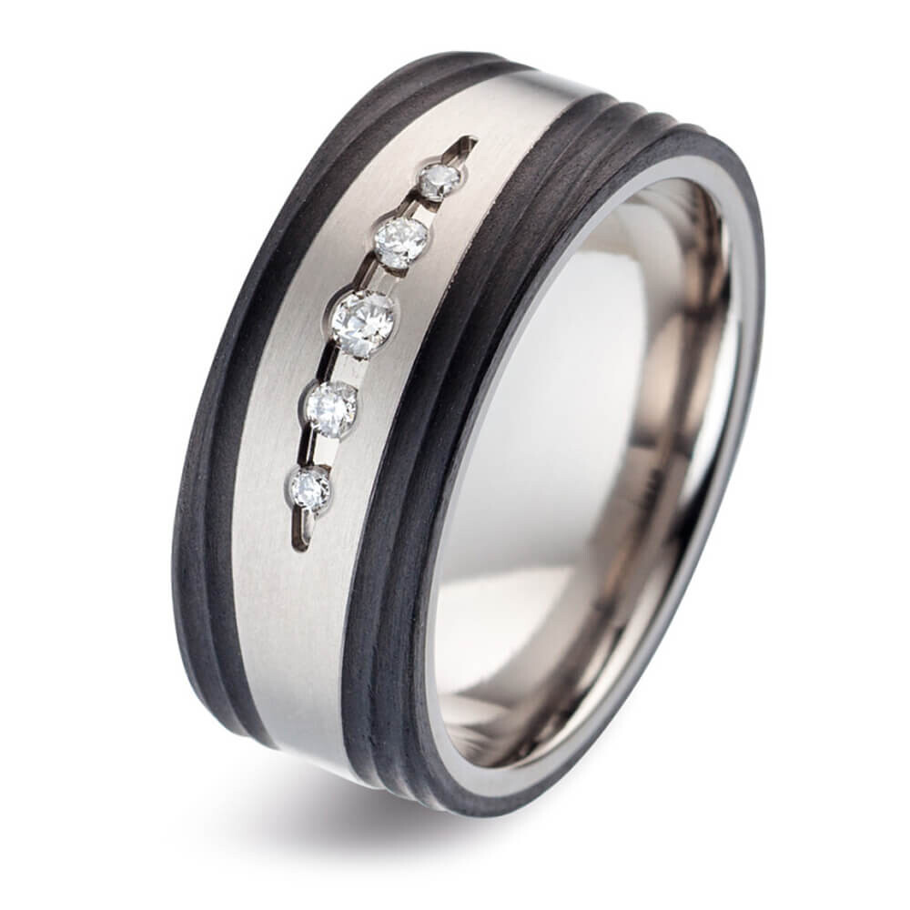 Trauringe Titan & Carbon Brillant 0,090 ct.
