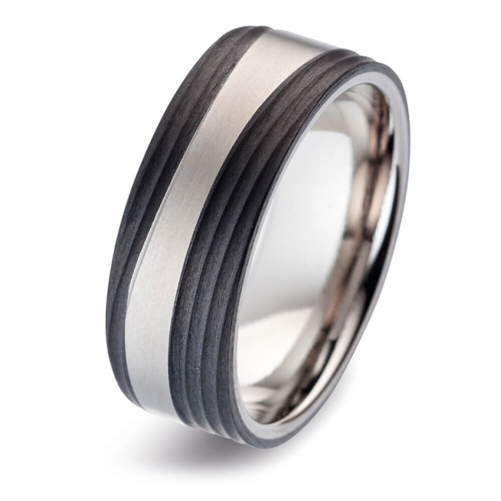 Trauringe Titan & Carbon Brillant 0,090 ct.