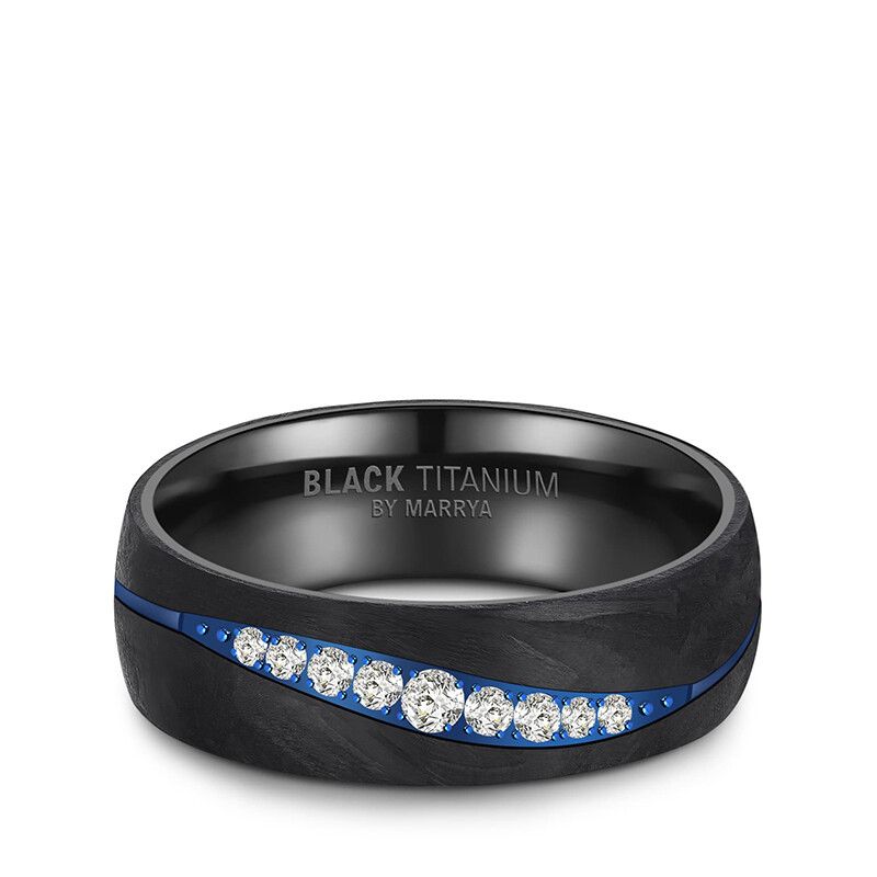 Eheringe Black Titanium Blue Ocean Brillant BT-B-17