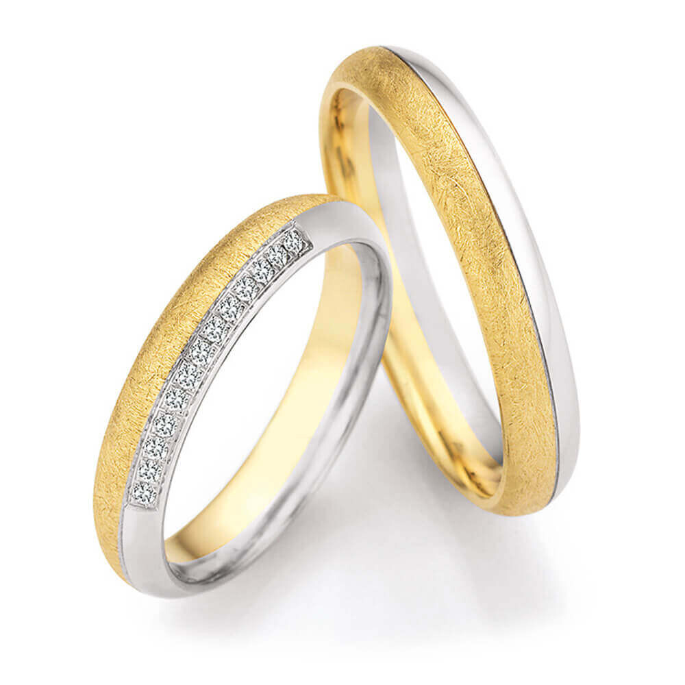 Trauringe Gold Mehrfarbig Eismatt Brillant 0,065 ct.