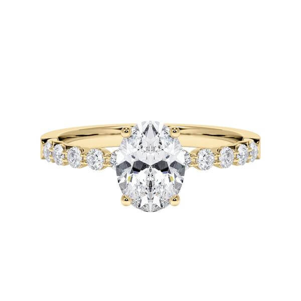 Diamantring Gelbgold 375 Lab Grown Oval-Diamant zus. 1,300ct RU-1786