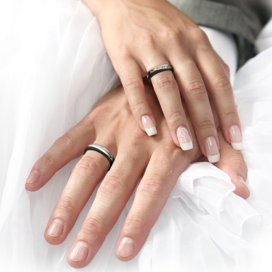 Trauringe 14/20010 & 14/20020 Zirconium & Roségold 585 & Titan