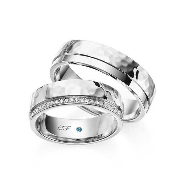 Trauringe Palladium Hammerschlag Brillant F-1349-4