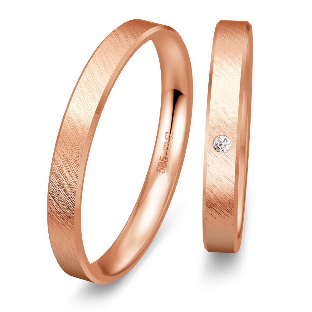 Trauringe Rotgold Basic Light Brillant 0,020 ct.