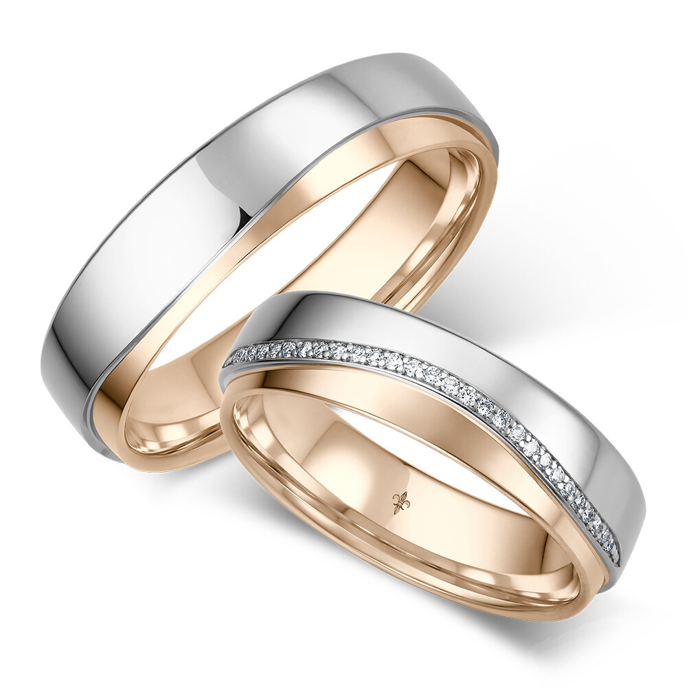 Trauringe Denise Roségold & Weißgold TR-0/TR-1-00083