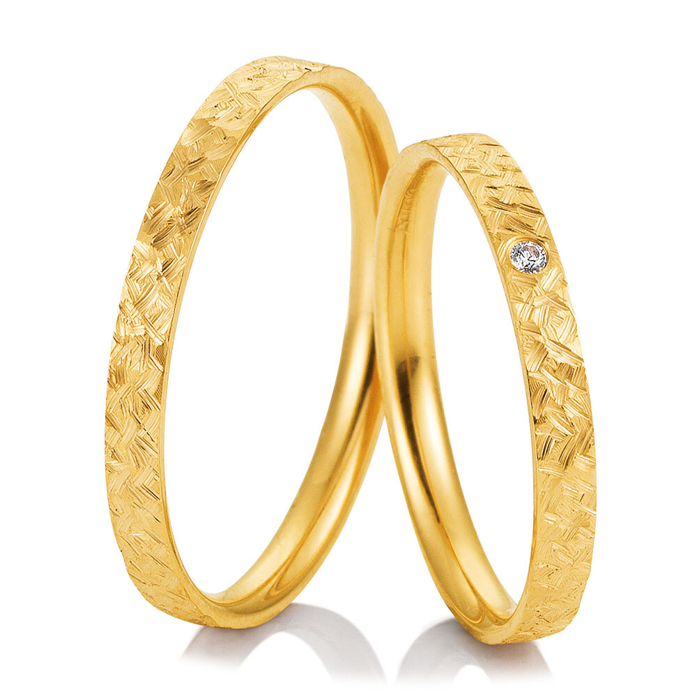 Trauringe Gelbgold Kristallmatt 48/04983 & 48/04984
