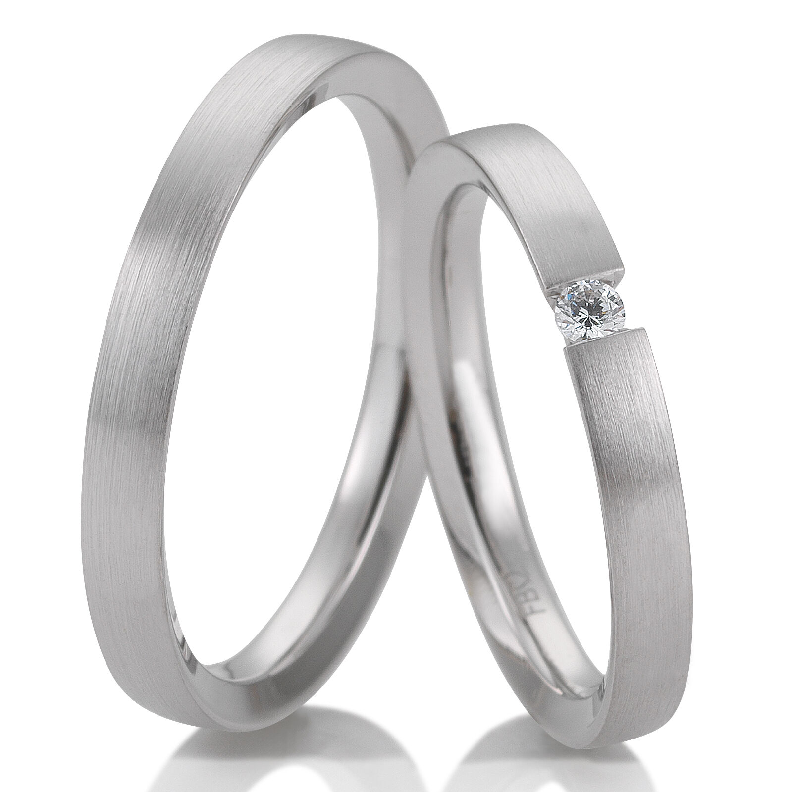 Trauringe Weißgold Brillant 0.050 ct.