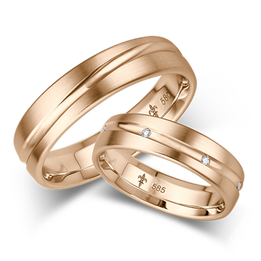 Trauringe TR-0-00008 & TR-1-00008 Stéphanie Roségold