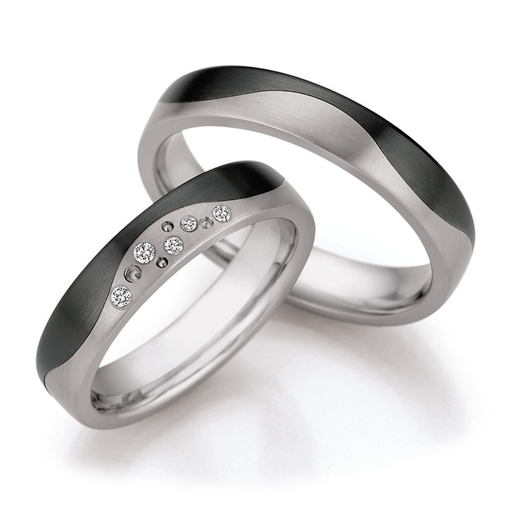 Eheringe Titan Zirkonium Brillant 0,055 ct. w/si