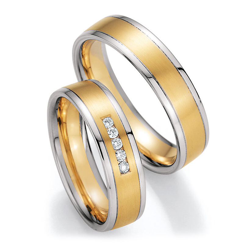 Trauringe Weißgold Gelbgold Brillant CR 66/40050 & 66/40060