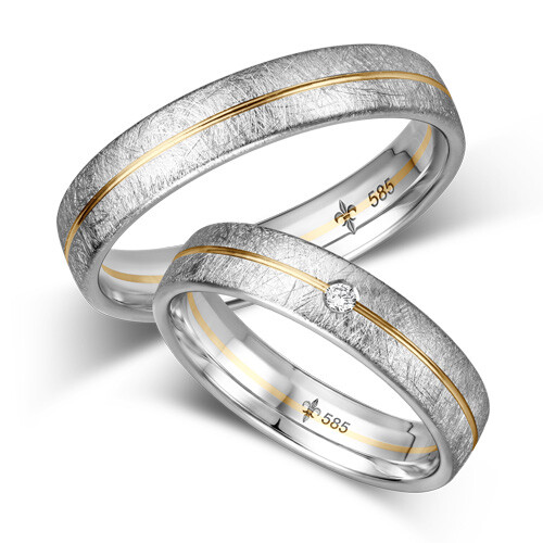 Trauringe Bicolor Weißgold & Gelbgold Brillant 0,020 ct.