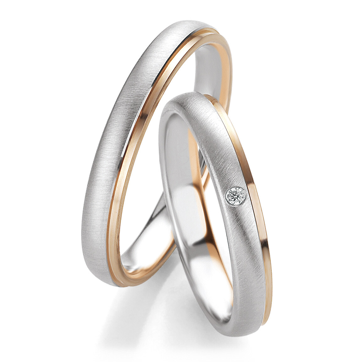 Trauringe Eheringe Bicolor Weißgold Roségold Solitär 48/05651