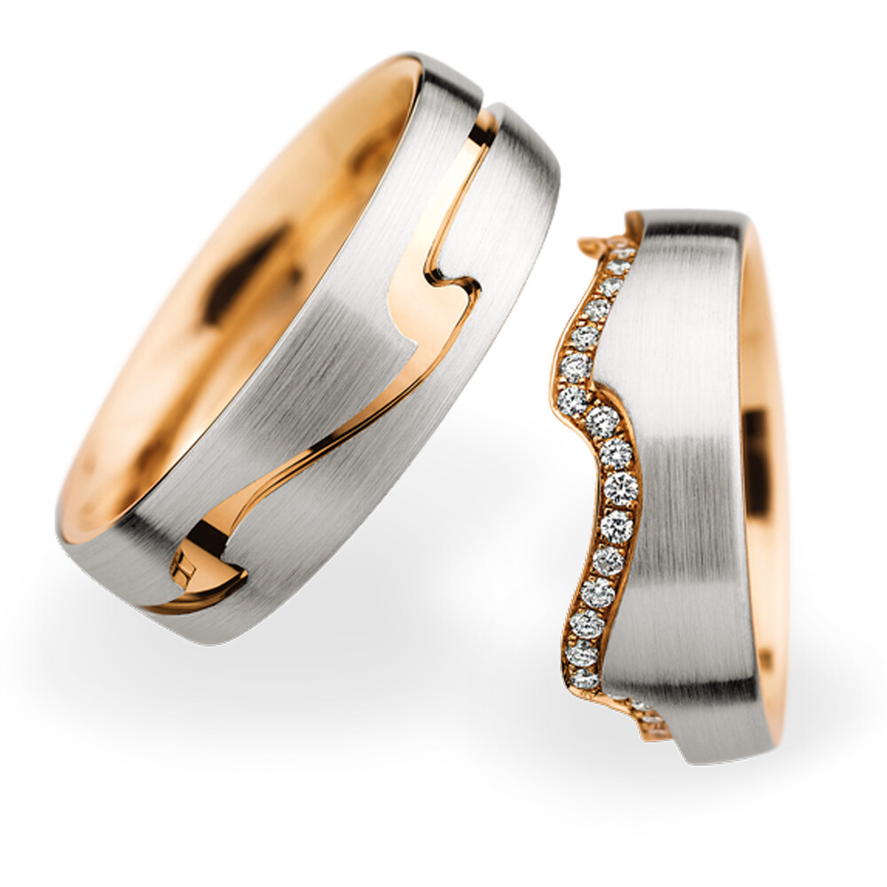 Eheringe Mehrfarbig Platin Roségold Brillant 0,340 ct.