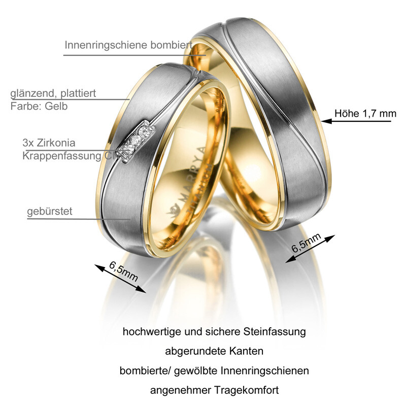 Trauringe Partnerringe Titan Gold Marrya TI-05 Info