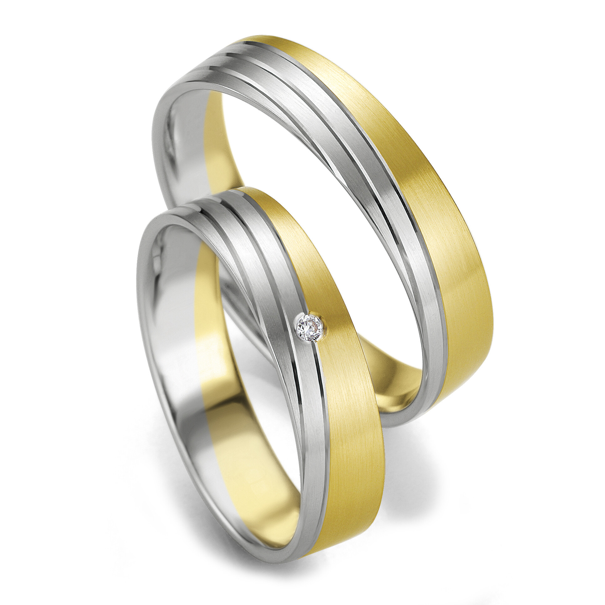 Trauringe Mehrfarbig - Bicolor Weiß-/Gelbgold TRS07BR111WG