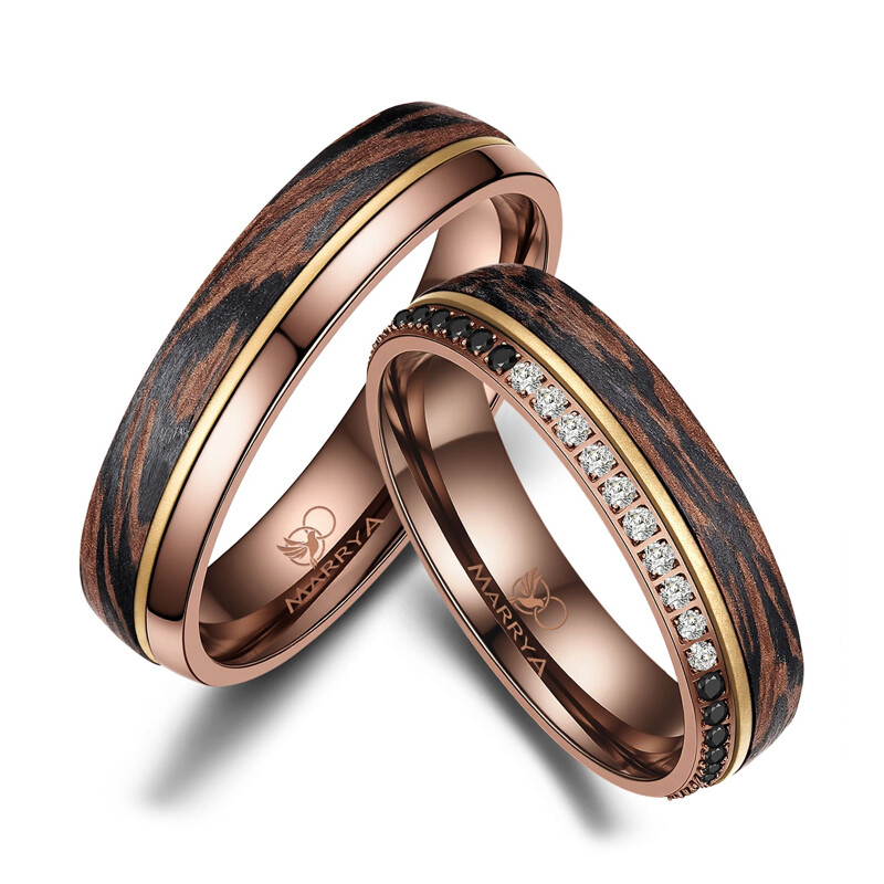 Eheringe Partnerringe Carbon Bronce Gold CB-06