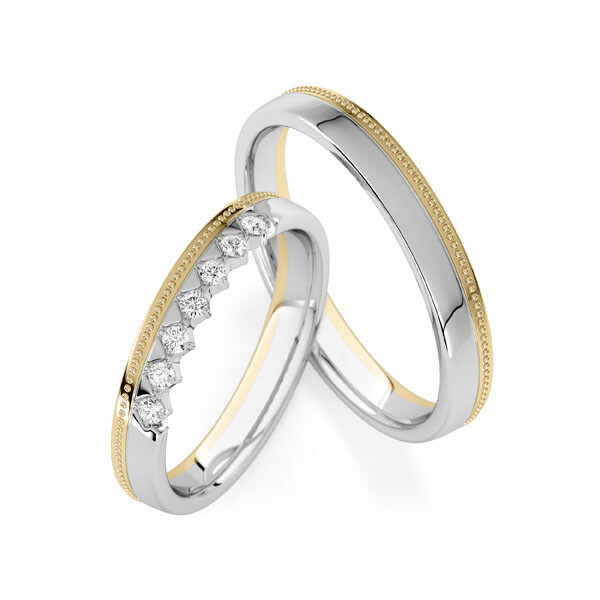 Trauringe mit Millgriff/Perlfuge Gelbgold Palladium RU-1840