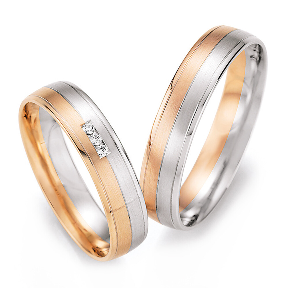 Trauringe 66/43130 & 66/43140 Weißgold & Rotgold