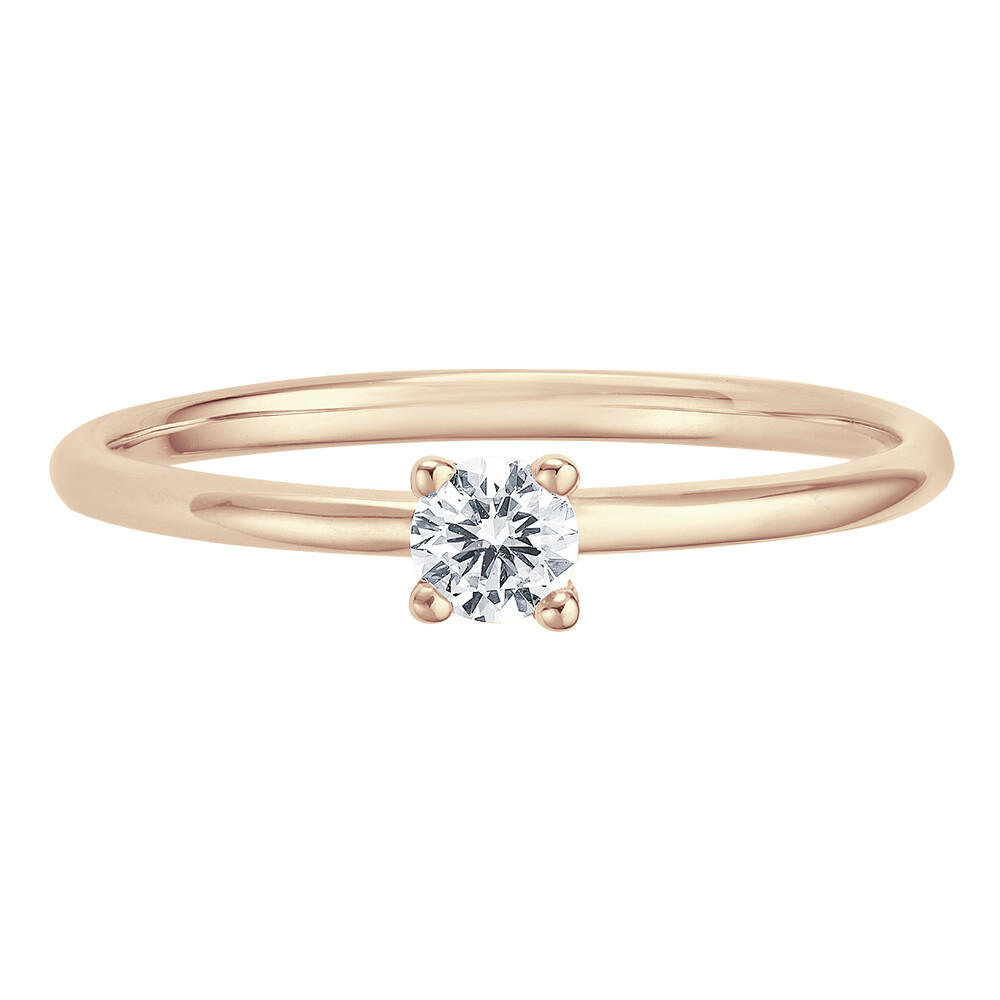 Solitaire Ring Roségold Brillant 0.170 ct. w/si, liegend