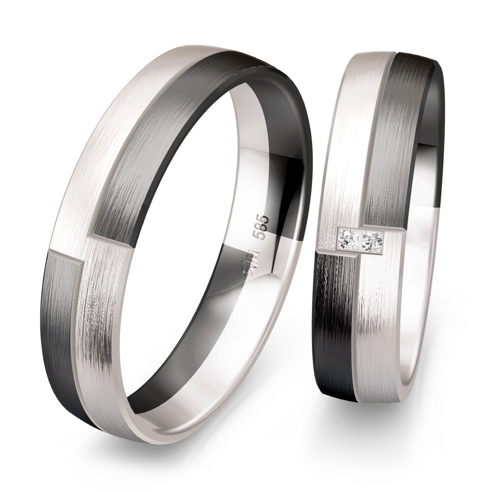 Trauringe Weißgold & Graugold 49/83118 & 49/83119