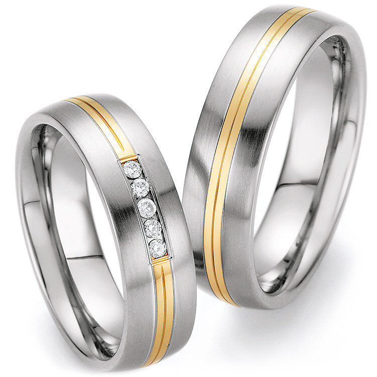 Trauringe 88/60030-060 & 88/60040-060 aus Gelbgold 585 & Edelstahl