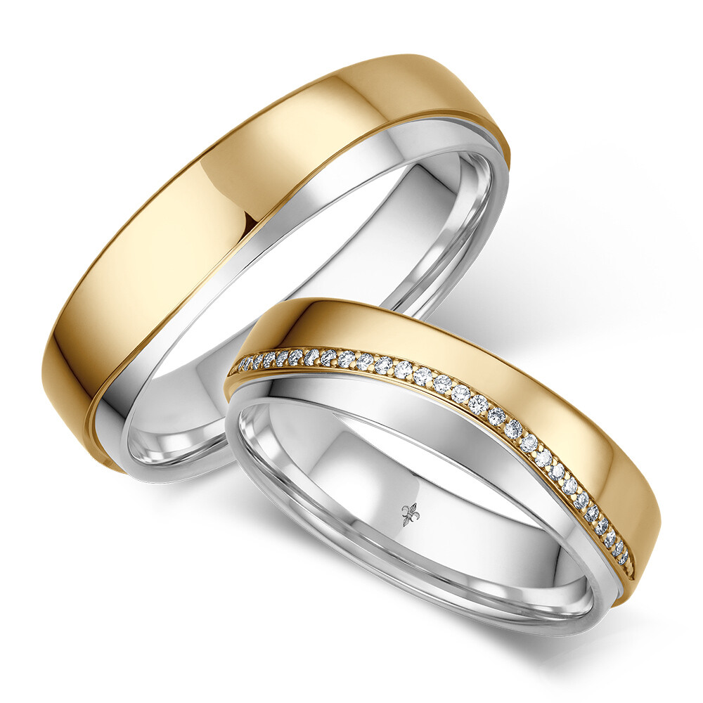 Trauringe Denise Weißgold & Gelbgold TR-0/TR-1-00083