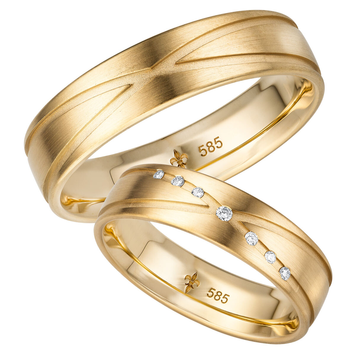 Trauringe TR-0-00016 & TR-1-00016 Charlotte Gelbgold