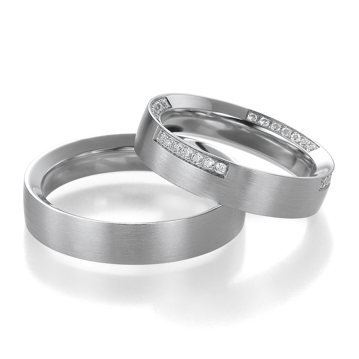 Trauringe 46/00201 & 46/00202 Weißgold