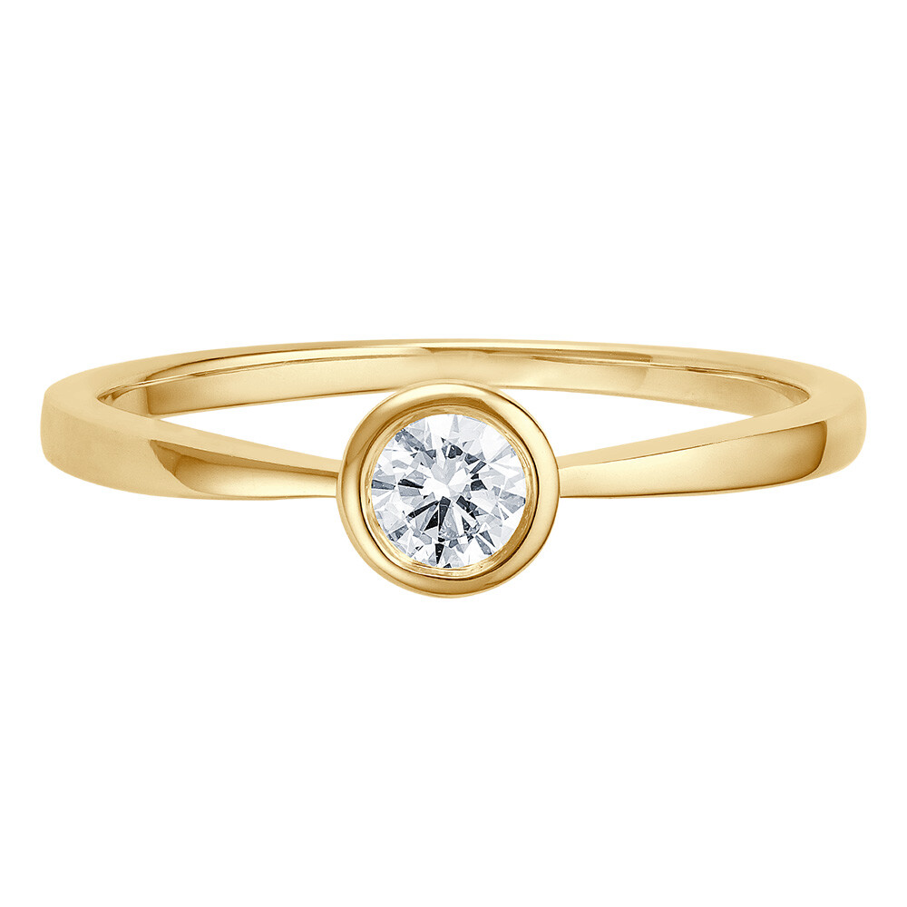 Solitaire Ring Gelbgold Brillant 0.170 ct. w/si, liegend