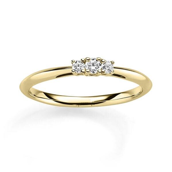 Verlobungsring mit 3 Steinen Gelbgold RU-1830