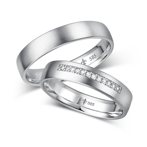 Trauringe TR-0-00063 & TR-1-00063 Delaine Weißgold