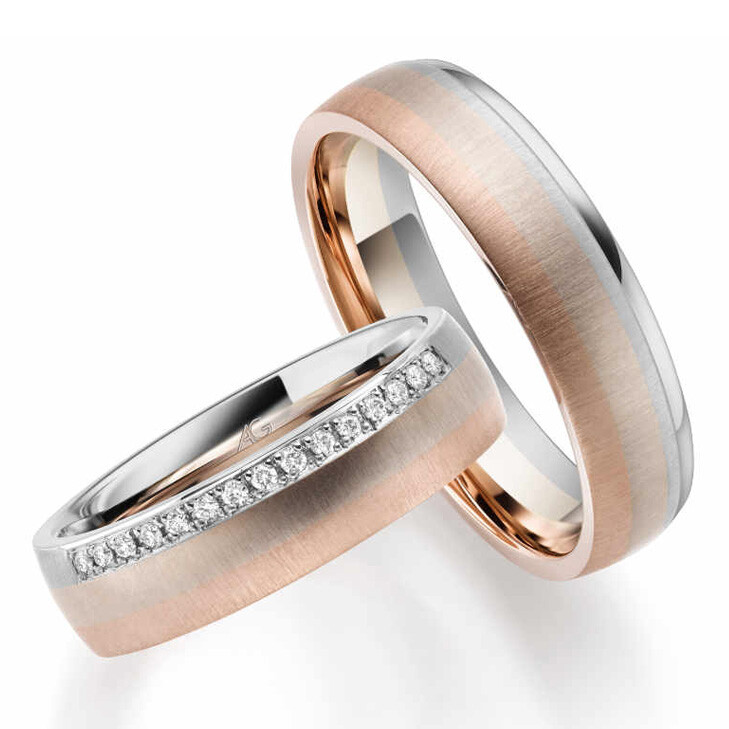 Eheringe Trauringe Mondlicht Brillant 31155/5.5 Rot-Haselnuss Weißgold