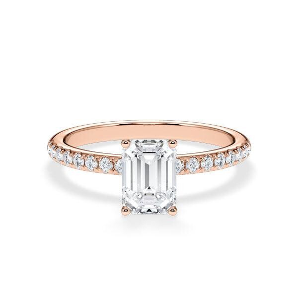 Verlobungsring Veiled Halo Emerald Rotgold RU-1890