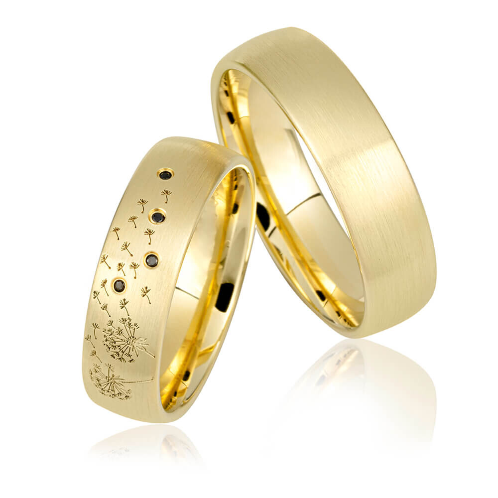 Trauringe Magic Flower Gelbgold Brillant 0,022 ct.