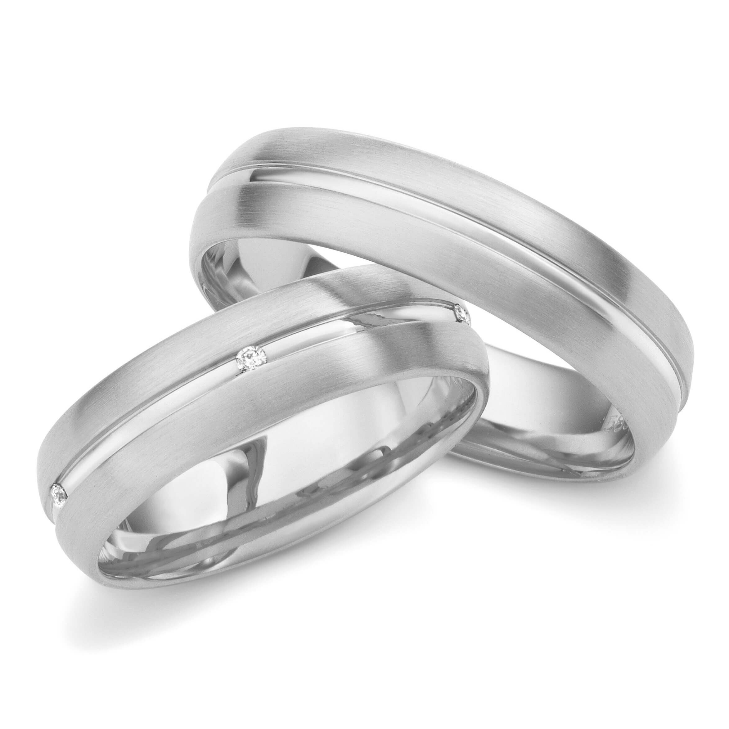 Trauringe Weißgold Brillant 0,050 ct.