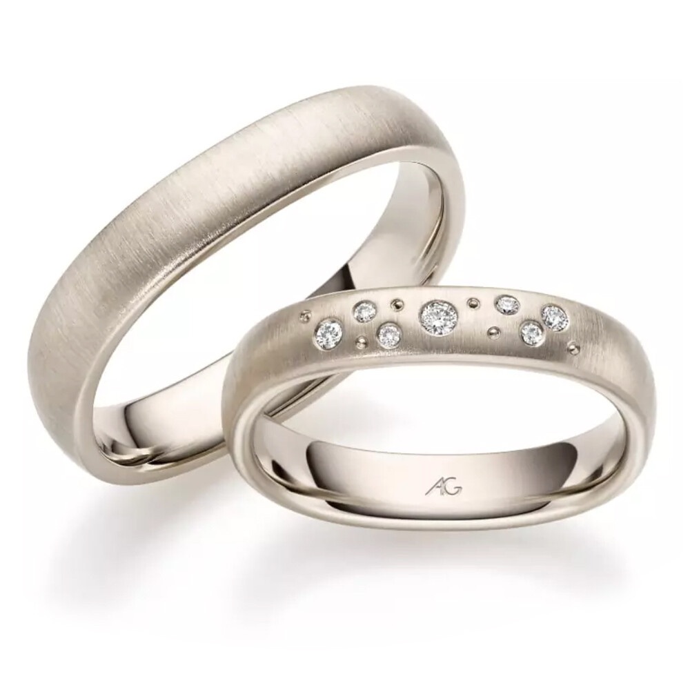 Trauringe Haselnussgold matt Square Brillant 0,060 ct.