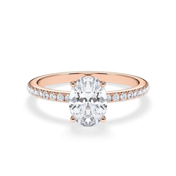 Verlobungsring Hidden Halo Oval Rotgold RU-1902