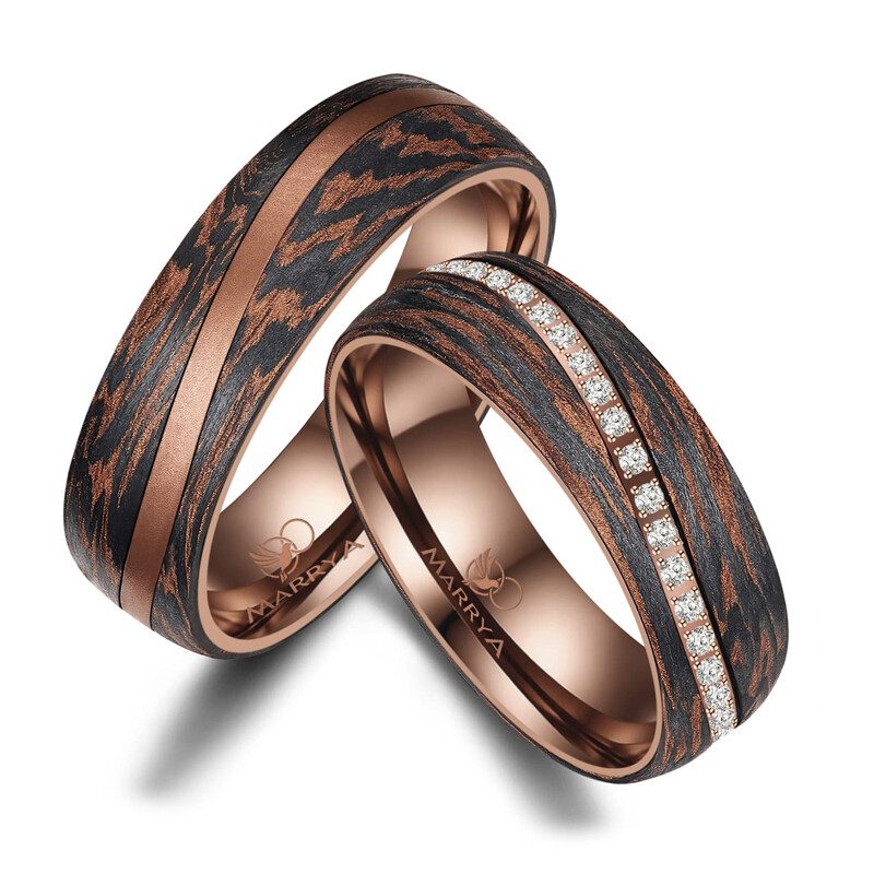 Eheringe Partnerringe Carbon Bronce Wellendesign CB-05