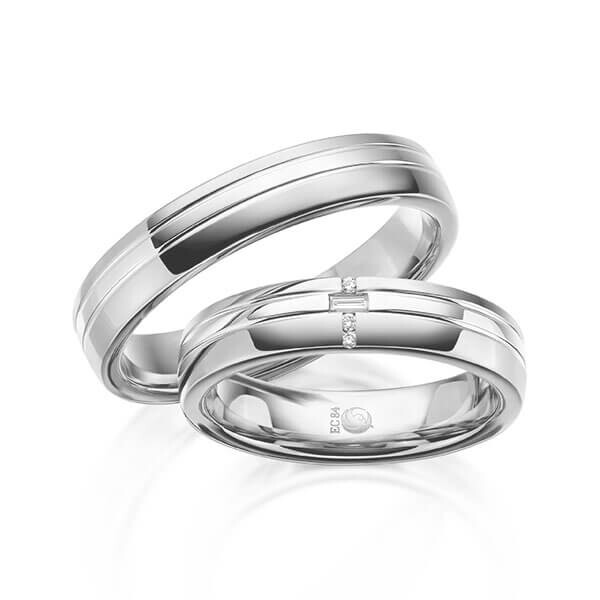 Trauringe Baguette Brillant Weißgold RU-1614