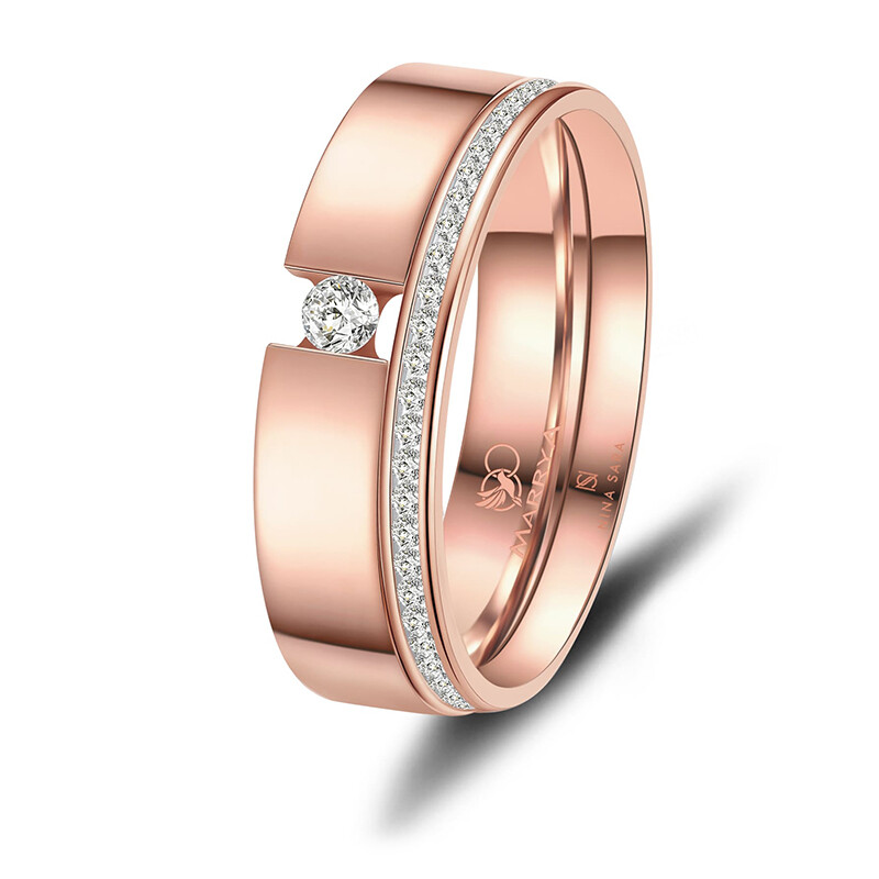 Eheringe Partnerringe Memoire Edelstahl Rot Set ES-E44