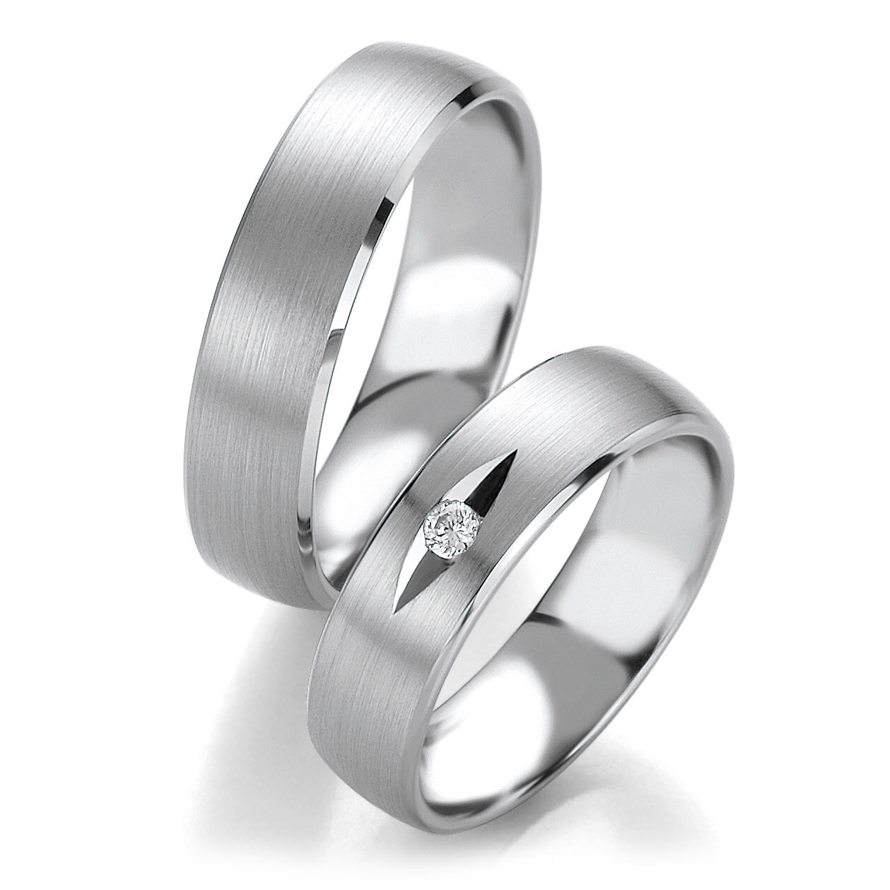 Trauringe Weißgold 48/09054 & 48/09055 Brillant