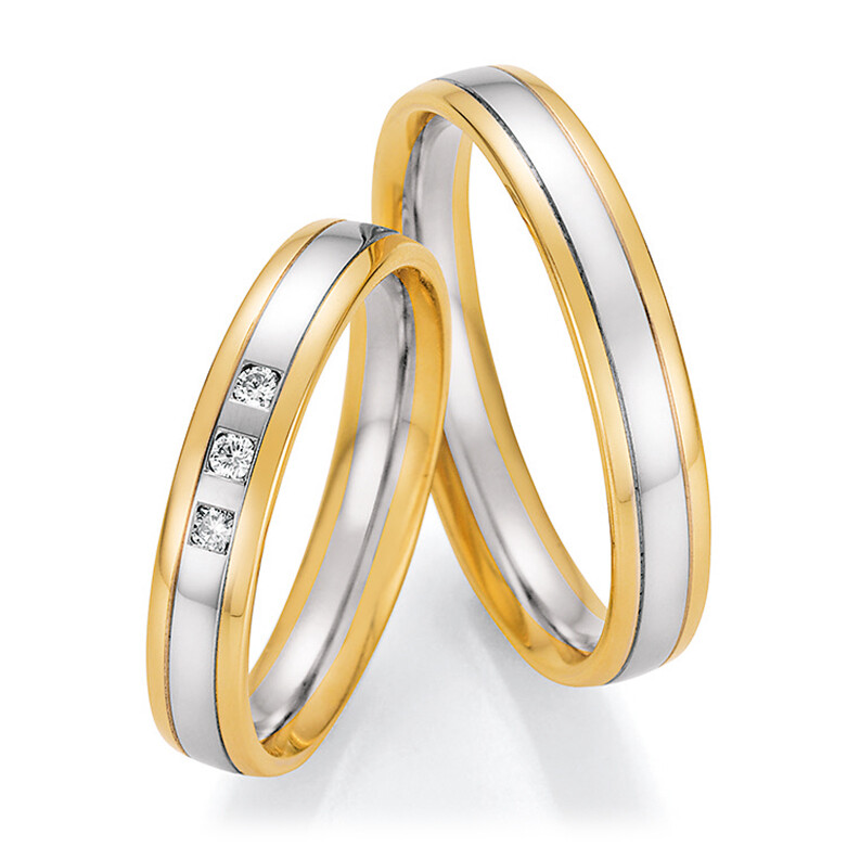 Trauringe Bicolor Gelbgold / Platin mit mehreren Diamanten TRS66RU60170GPt
