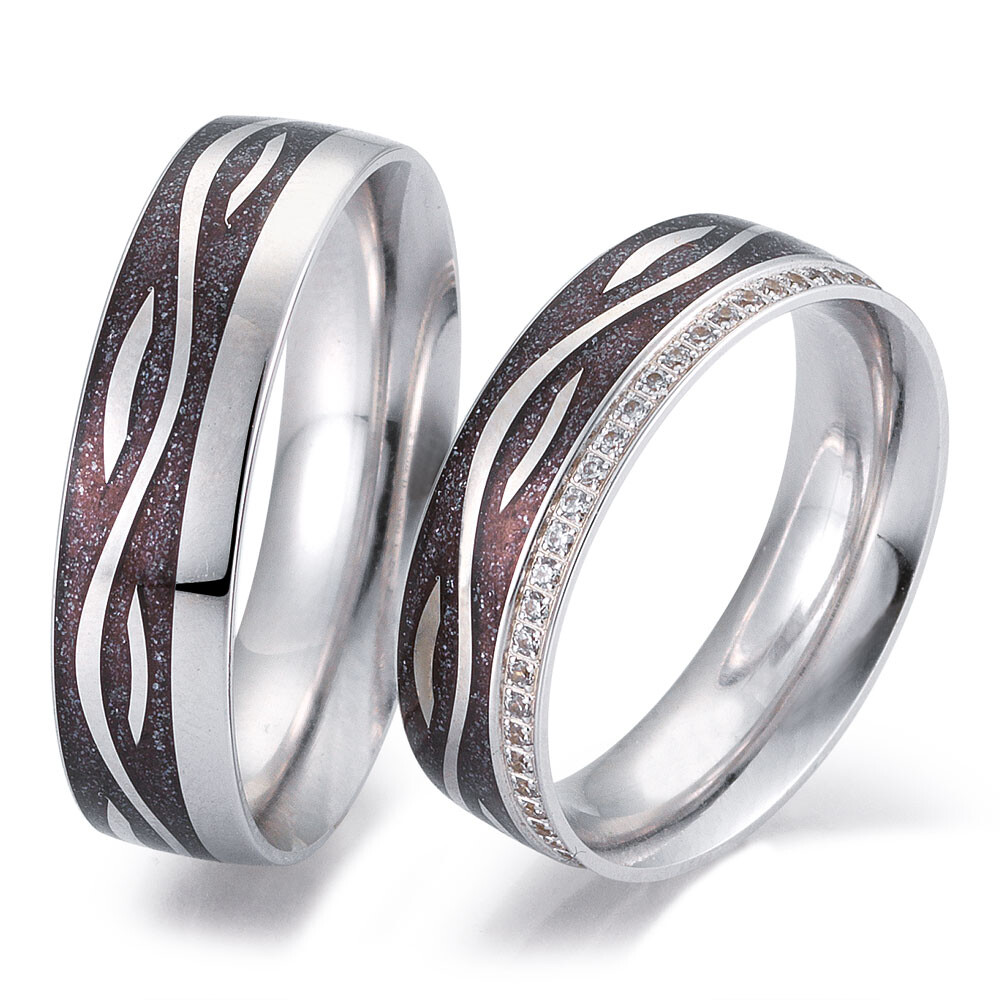 Trauringe Bicolor Janou 48/06551 & 48/06552 Weißgold & Blackperl Kaltemail