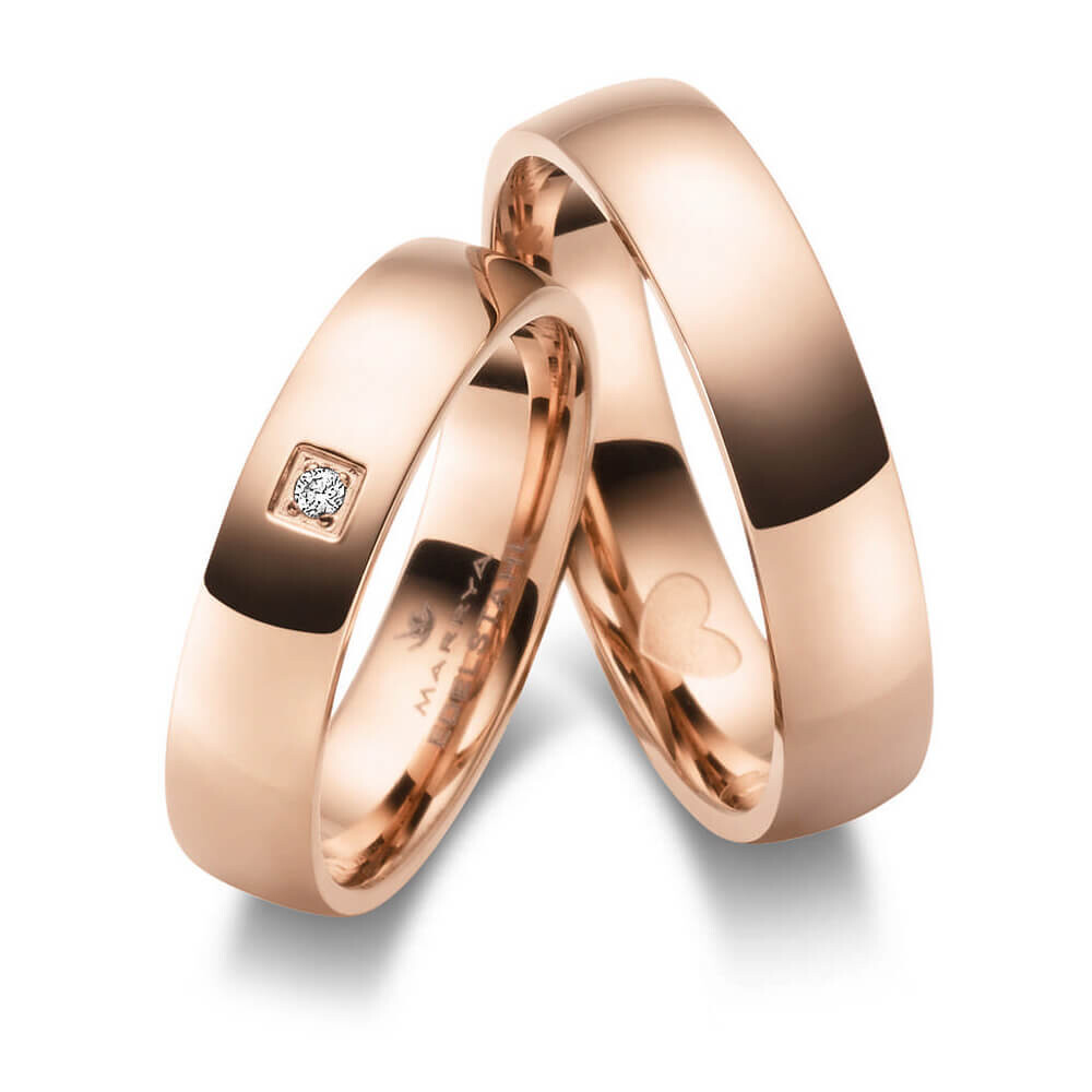 Partnerringe Edelstahl Roségold plattiert Herz Zirkonia ES-31