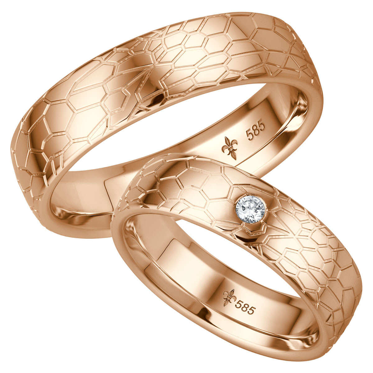 Trauringe TR-0-00030 & TR-1-00030 Zoé Rotgold